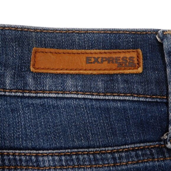 Express Jeans Womens Size 4 S Legging Mid Rise Distressed Blue Measure 30 x 26.5 - Picture 11 of 12